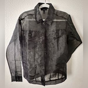 Sheer Black Button up Shirt